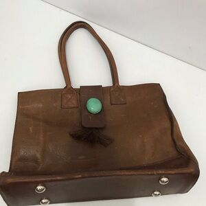 Two Bar West Brown Leather Tote Bag